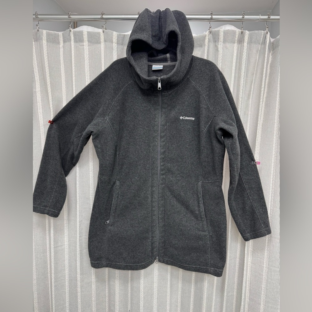 Columbia Gray‎ Fleece Full Zip Jacket with Hood and Zipper Pockets Size 1X